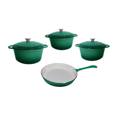 Juego de 4 Piezas de Cocotte de Hierro Fundido Esmaltado Blanco Interior - Image 13