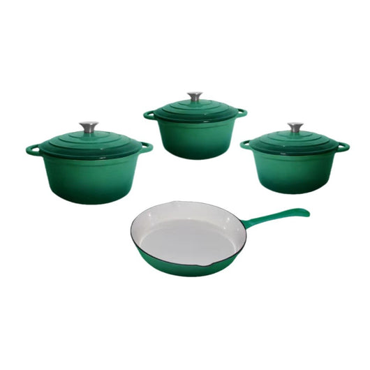 Juego de 4 Piezas de Cocotte de Hierro Fundido Esmaltado Blanco Interior - Image 13