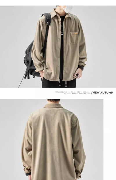 Camisa Drapeada de Manga Larga para Hombre Talla Grande Suelta - Image 16