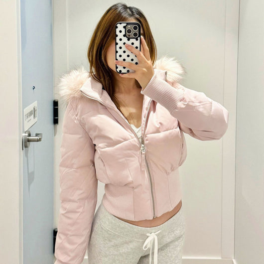Chaqueta Corta Retro Americana con Cuello de Pelaje para Mujer - Image 7