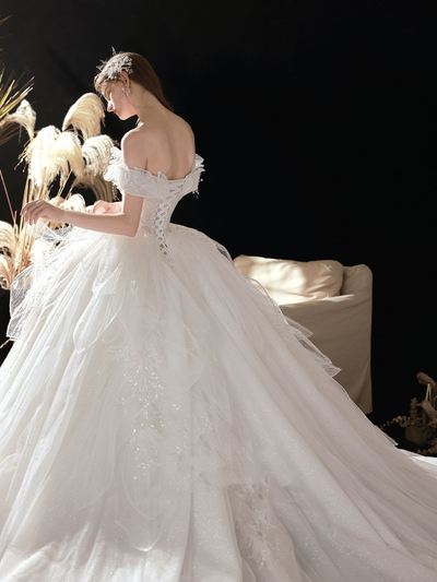 Vestido de Novia Blanco Marfil con Cielo Estrellado y Falda Voluminosa Estilizadora - Image 19