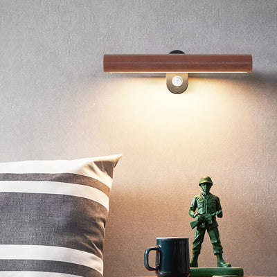 Lámpara de Mesita Nórdica LED Giratoria de Madera Maciza para Dormitorio y Sala de Estar - Image 3