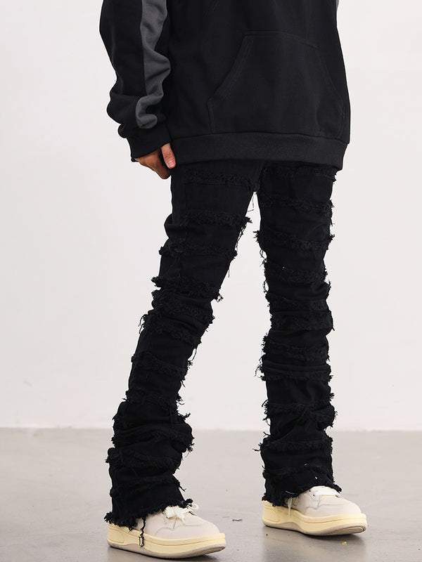 Jeans Destruidos Raw Edge Estilo Urbano