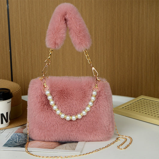 Bolso Bandolera de Peluche con Cadena de Moda - Image 6