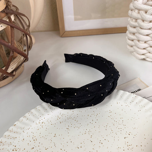 Diadema Vintage de Terciopelo con Lunares y Perlas Retorcida - Image 3