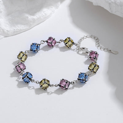 Pulsera de Cristal Zircón Multicolor - Rosa, Cielo y Azul