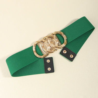 Cinturón Ancho Geométrico para Mujer con Hebilla Circular - Ideal para Trajes y Vestidos - Image 5