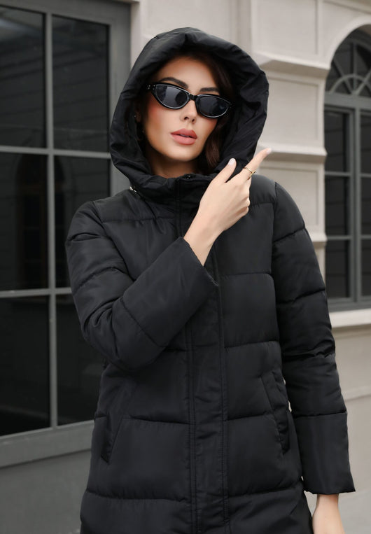 Chaqueta Larga de Algodón Grueso con Capucha - Ajuste Slim Resistente al Frío - Image 20