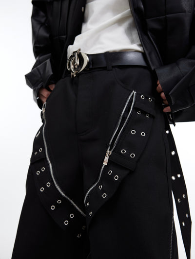 Pantalones Casuales Holgados con Diseño de Cremallera Metálica para Hombre - Image 4