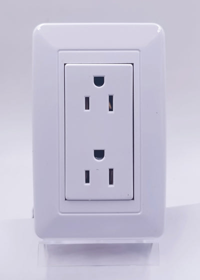 White American standard wall socket with two duplex outlets, providing six holes for electrical plugs. - Image 4