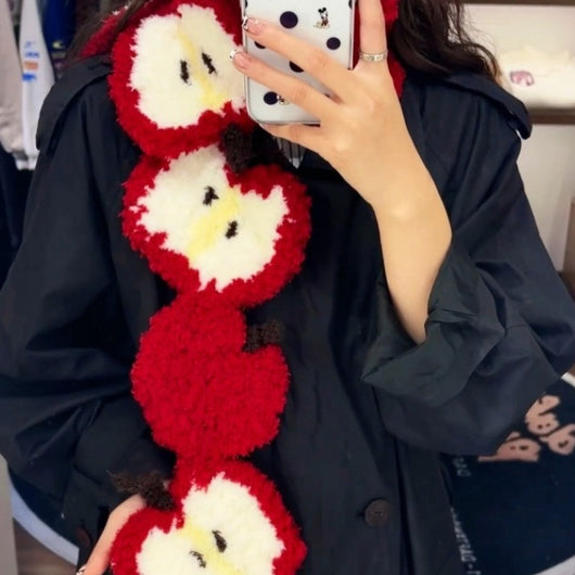 Bufanda Navideña Otoño-Invierno con Diseño de Manzana Tejida - Image 2