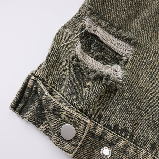 Chaqueta Vaquera Rasgada para Hombre - Estilo Urbano Casual - Image 5