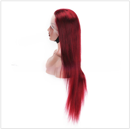 Peluca Larga Roja Cabello Humano con Encaje Frontal - Image 15