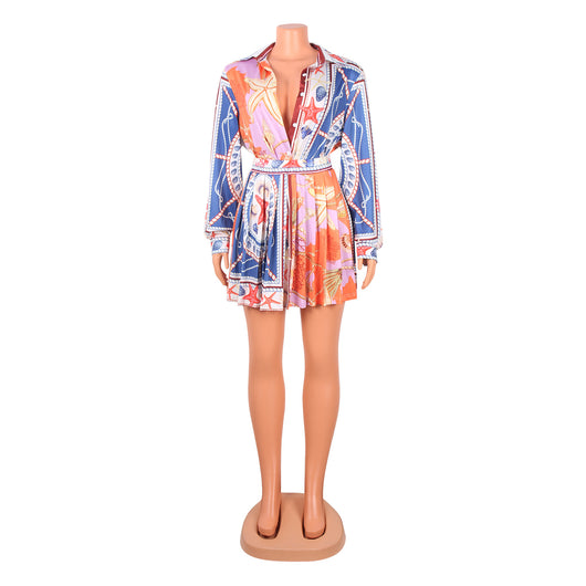 Falda Plisada Corta con Manga Larga Estampada para Mujer - Image 17