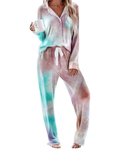 Pijama Tie Dye con Solapa y Botones - Manga Larga - Image 10
