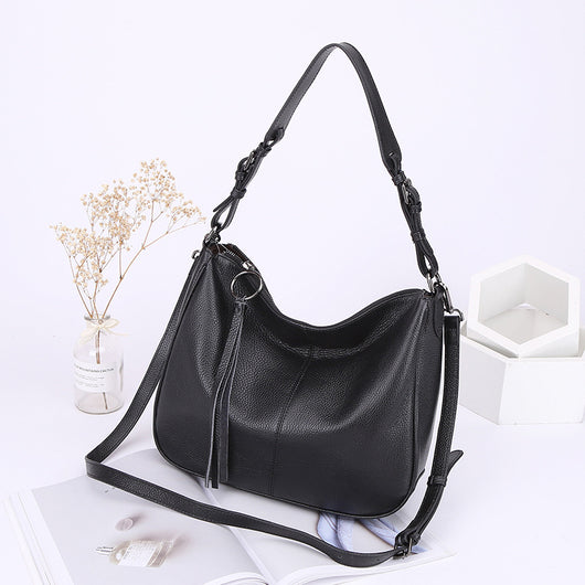 Bolso Tote de Cuero Genuino para Mujer - Piel de Res Premium con Detalles de Borla - Image 11