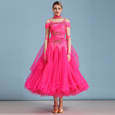 Vestido de Danza Moderno Ajustado con Strass y Mangas Cortas - Image 7