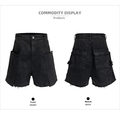 Pantalones Cortos Denim con Recubrimiento de Cera y Textura Burr - Azul Oscuro - Image 9
