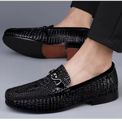 Mocasines de Piel Grabada con Textura de Serpiente para Conducir - Image 4