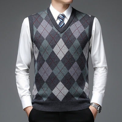 Chaleco de Punto sin Mangas V-neck para Hombre - Otoño e Invierno