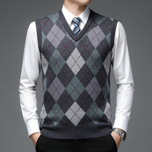 Chaleco de Punto sin Mangas V-neck para Hombre - Otoño e Invierno