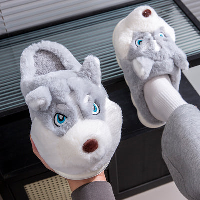 Pantuflas Husky Cartoon de Algodón Puro para Hombre - Cálidas y Cómodas para Invierno - Image 6