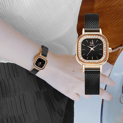 Reloj Cuadrado para Mujer con Malla Metálica y Cristales - Image 12