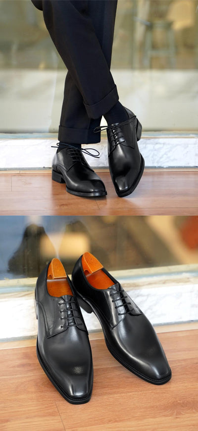 Zapatos de Cuero Vintage con Punta Cuadrada para Hombre - Image 9