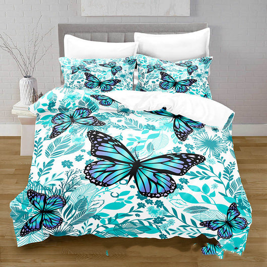 Juego de Ropa de Cama Funda Nórdica Estampado Mariposas Impresión 3D Digital Tela Cepillada - Image 17