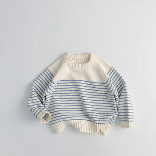 Suéter Tejido Coreano Oversized a Rayas con Capas Intercambiables