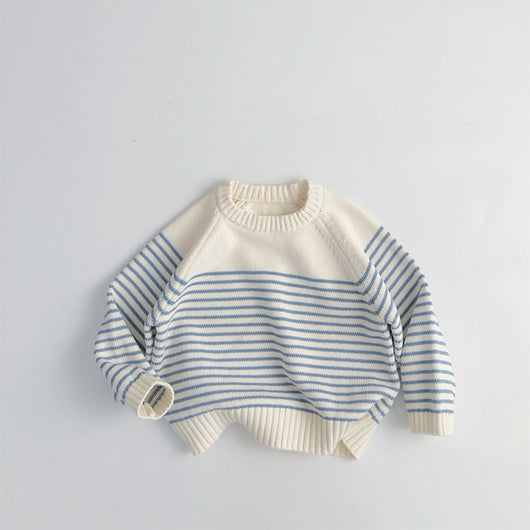 Suéter Tejido Coreano Oversized a Rayas con Capas Intercambiables