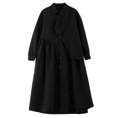 Vestido Camisero Negro Estilo Hepburn Irregulares - Image 5
