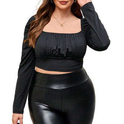 Blusa Crop Top Ajustada de Cintura Alta y Manga Larga - Image 5