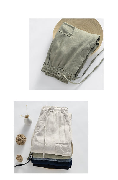 Pantalones de Lino Casuales Cintura Media Transpirables para Jóvenes - Image 13