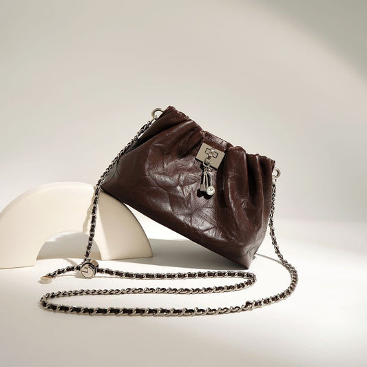 Bolso Nube de Cuero con Cierre Retro - Elegancia y Temperamento de Alto Grado - Image 2