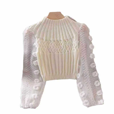 Suéter Ajustado de Cuello Redondo con Malla Texturizada - Image 12