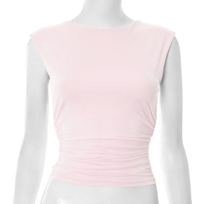 Blusa Ajustada Escote Bardot sin Espalda en Colores Lisos - Image 6