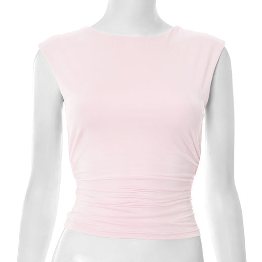 Blusa Ajustada Escote Bardot sin Espalda en Colores Lisos - Image 6
