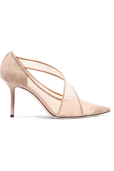 Tacones Altos Puntiagudos con Encaje Negro - Image 17