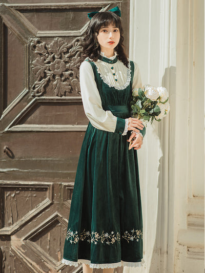 Vestido Terciopelo Diseño Francés con Efecto Dos Piezas Bordado - Image 6
