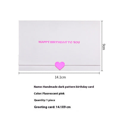 Tarjeta de Felicitación Artesanal Plegable con Patrón Oscuro y Bendición Manuscrita - Image 7