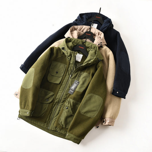 Chaqueta Acolchada Suelta de Polar Grueso Multicolor para Hombre