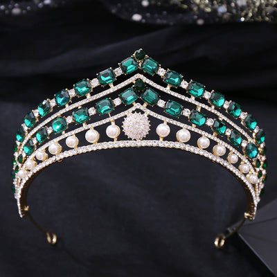 Conjunto de Joyería Nupcial Corona Barroca de Aleación con Zirconia y Pedrería - Image 4