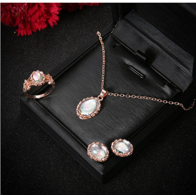 Conjunto de Joyas de Gemas Brillantes - Collar, Aretes y Anillo Tendencia Europa - Image 8
