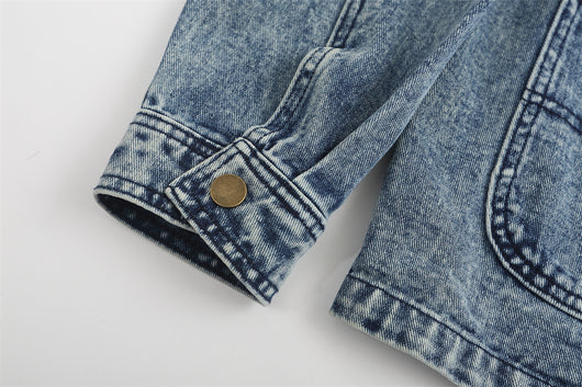 Chaqueta de Trabajo con Bordado de Hojas y Solapas Bicolor - Image 16