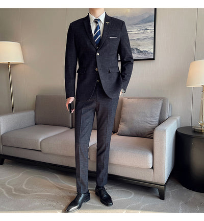 Traje de Esmoquin Tres Piezas Cuadros Mesh para Hombre - Image 16