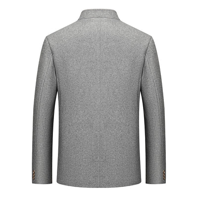Traje Zhongshan de Lana Tweed con Cuello Mao - Elegancia Tailored Refinada - Image 3