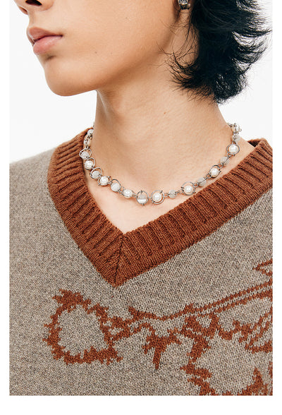 Collar de Perlas Estructura Saturno Ópalo Brillante - Image 18