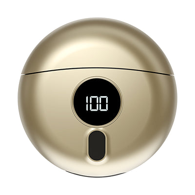 Dark gray mini electric razor with a circular design, featuring a small black display window and a silver trim. - Image 7
