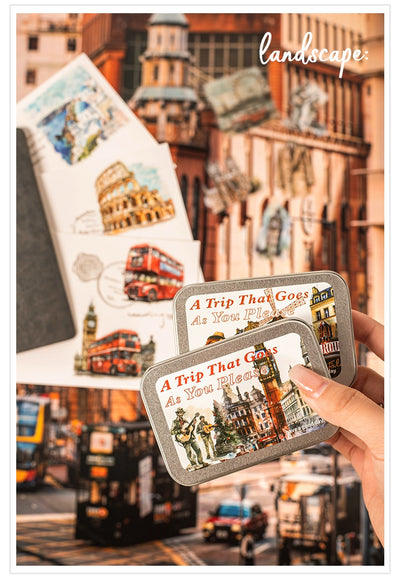 Set of 50 PET stickers featuring watercolor illustrations of a Greece tour, including buildings, landscapes, and food. - Image 14